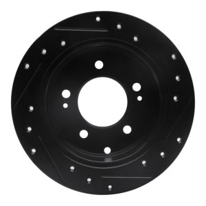Kia Forte Brake Rotor (1) - Rear Left - R1 Concepts - Drilled & Slotted - Black - `10-`13